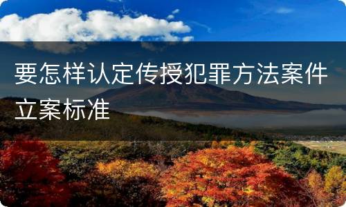 要怎样认定传授犯罪方法案件立案标准