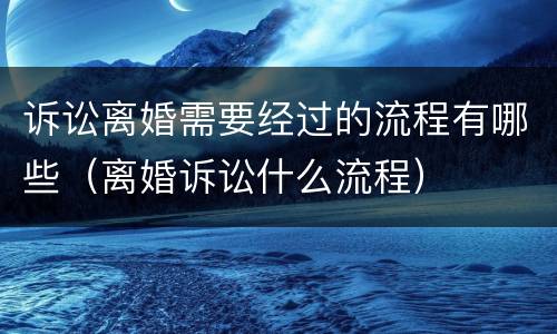 诉讼离婚需要经过的流程有哪些（离婚诉讼什么流程）
