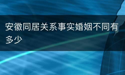 安徽同居关系事实婚姻不同有多少