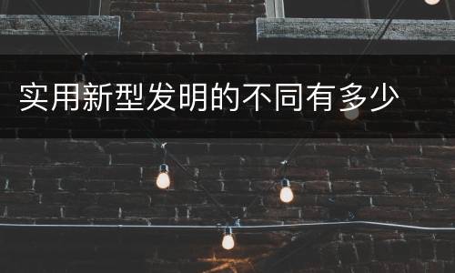 实用新型发明的不同有多少