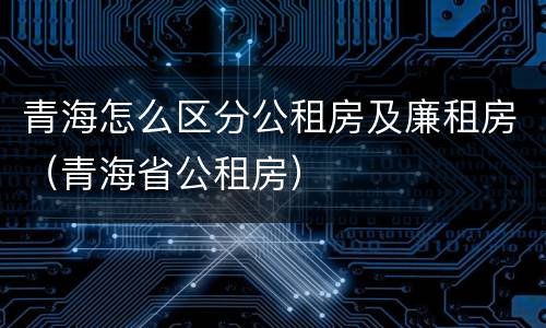青海怎么区分公租房及廉租房（青海省公租房）