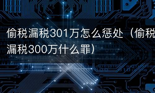 偷税漏税301万怎么惩处（偷税漏税300万什么罪）