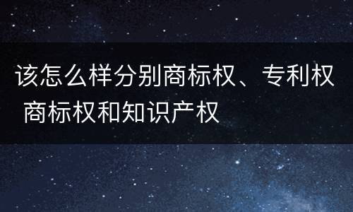 该怎么样分别商标权、专利权 商标权和知识产权