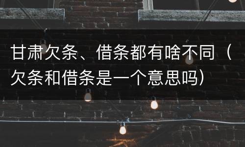 甘肃欠条、借条都有啥不同（欠条和借条是一个意思吗）