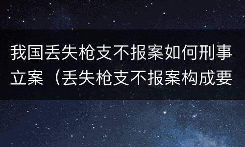 我国丢失枪支不报案如何刑事立案（丢失枪支不报案构成要件）