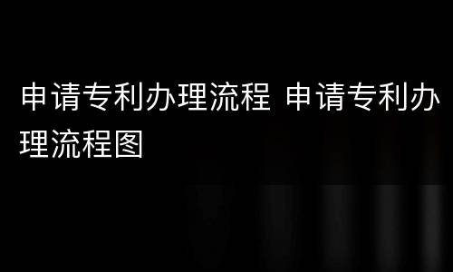 申请专利办理流程 申请专利办理流程图
