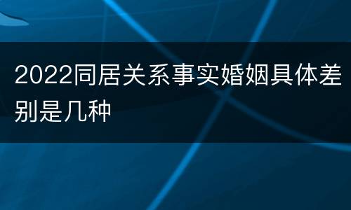 2022同居关系事实婚姻具体差别是几种