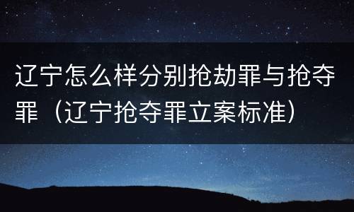 辽宁怎么样分别抢劫罪与抢夺罪（辽宁抢夺罪立案标准）