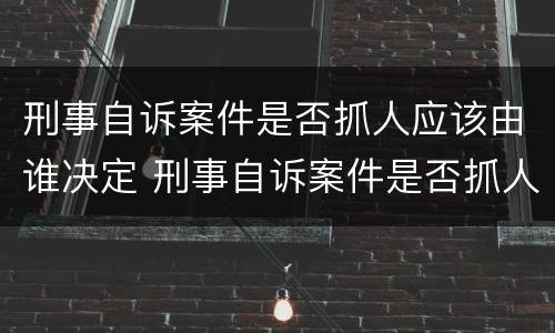刑事自诉案件是否抓人应该由谁决定 刑事自诉案件是否抓人应该由谁决定审理