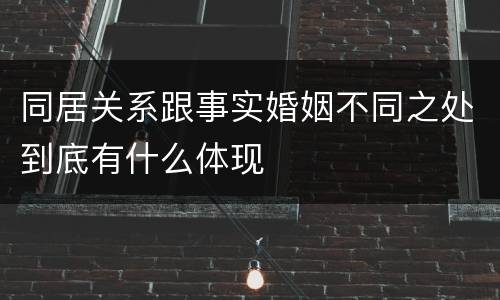同居关系跟事实婚姻不同之处到底有什么体现