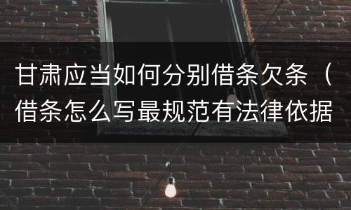 甘肃应当如何分别借条欠条（借条怎么写最规范有法律依据）