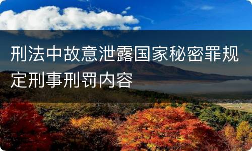 刑法中故意泄露国家秘密罪规定刑事刑罚内容