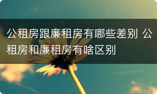 公租房跟廉租房有哪些差别 公租房和廉租房有啥区别