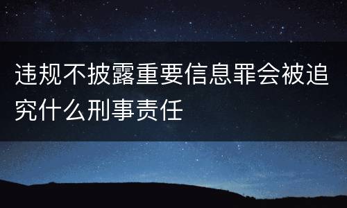 违规不披露重要信息罪会被追究什么刑事责任