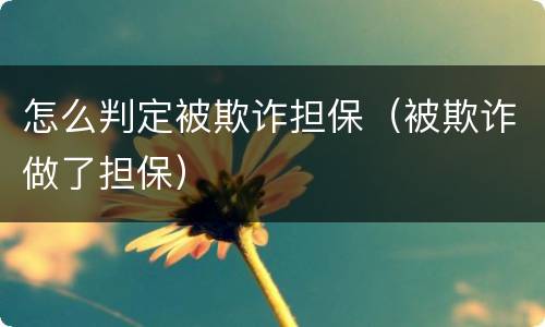 怎么判定被欺诈担保（被欺诈做了担保）