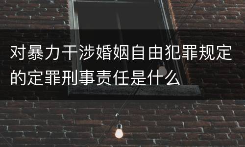对暴力干涉婚姻自由犯罪规定的定罪刑事责任是什么