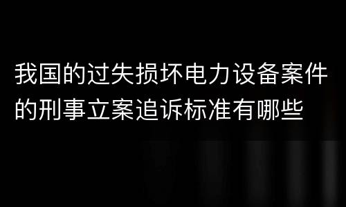 我国的过失损坏电力设备案件的刑事立案追诉标准有哪些