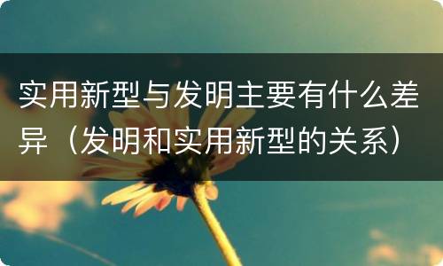 实用新型与发明主要有什么差异（发明和实用新型的关系）
