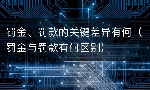 罚金、罚款的关键差异有何（罚金与罚款有何区别）