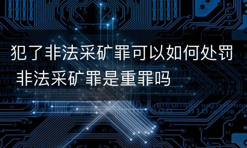 犯了非法采矿罪可以如何处罚 非法采矿罪是重罪吗