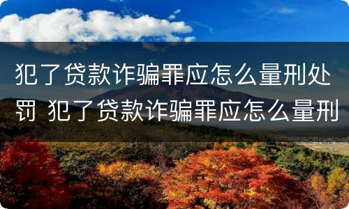 犯了贷款诈骗罪应怎么量刑处罚 犯了贷款诈骗罪应怎么量刑处罚案例