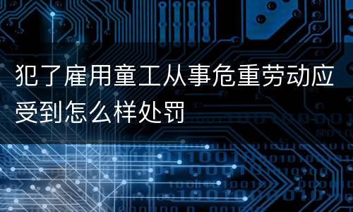 犯了雇用童工从事危重劳动应受到怎么样处罚