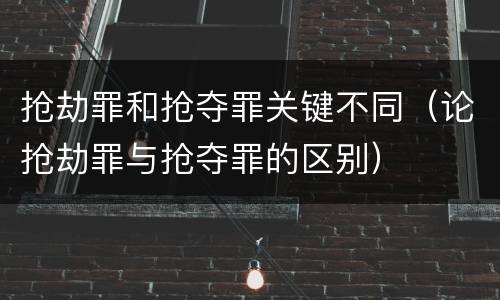 抢劫罪和抢夺罪关键不同（论抢劫罪与抢夺罪的区别）