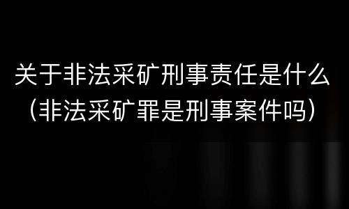 关于非法采矿刑事责任是什么(非法采矿罪是刑事案件吗)