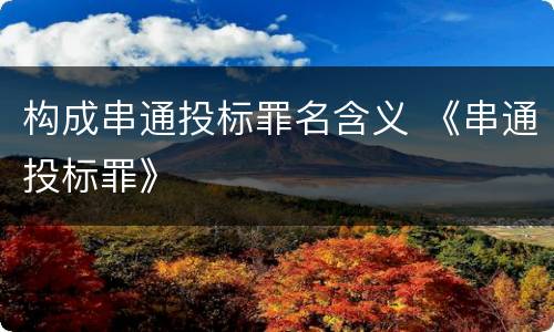 构成串通投标罪名含义 《串通投标罪》