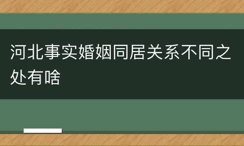 河北事实婚姻同居关系不同之处有啥