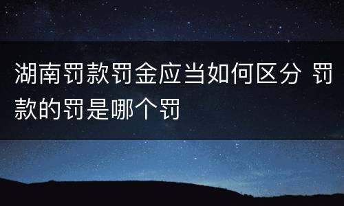 湖南罚款罚金应当如何区分 罚款的罚是哪个罚