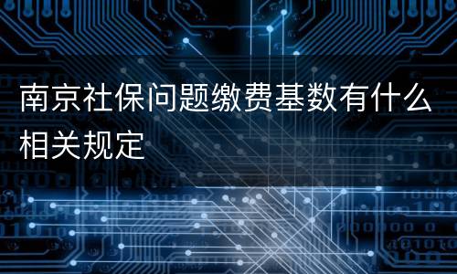 南京社保问题缴费基数有什么相关规定
