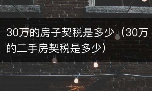30万的房子契税是多少（30万的二手房契税是多少）
