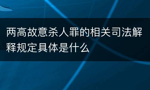 两高故意杀人罪的相关司法解释规定具体是什么