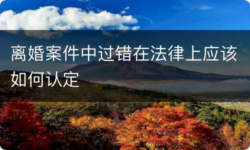 离婚案件中过错在法律上应该如何认定