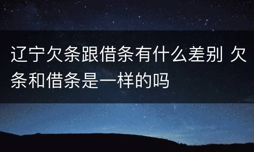 辽宁欠条跟借条有什么差别 欠条和借条是一样的吗