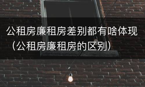 公租房廉租房差别都有啥体现（公租房廉租房的区别）