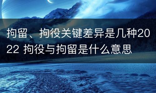 拘留、拘役关键差异是几种2022 拘役与拘留是什么意思
