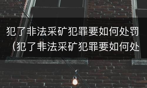 犯了非法采矿犯罪要如何处罚（犯了非法采矿犯罪要如何处罚他）