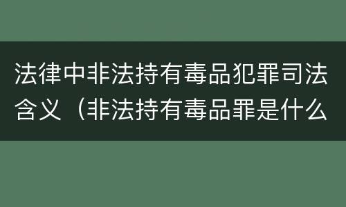 法律中非法持有毒品犯罪司法含义（非法持有毒品罪是什么意思）