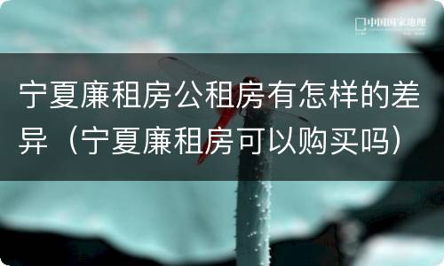 宁夏廉租房公租房有怎样的差异（宁夏廉租房可以购买吗）