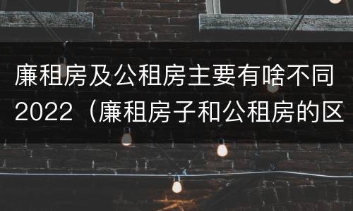 廉租房及公租房主要有啥不同2022（廉租房子和公租房的区别）