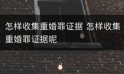 怎样收集重婚罪证据 怎样收集重婚罪证据呢