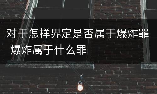 对于怎样界定是否属于爆炸罪 爆炸属于什么罪