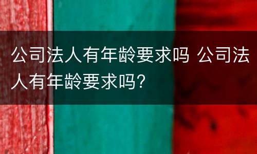 公司法人有年龄要求吗 公司法人有年龄要求吗?