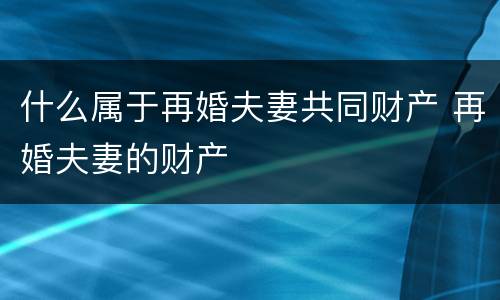 什么属于再婚夫妻共同财产 再婚夫妻的财产