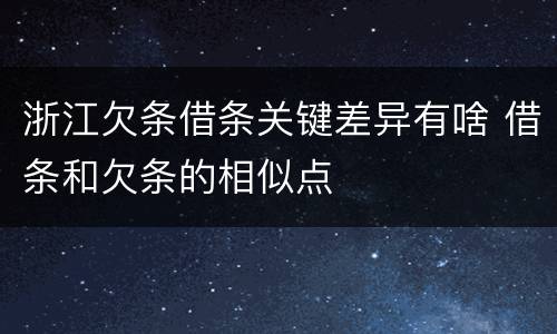 浙江欠条借条关键差异有啥 借条和欠条的相似点