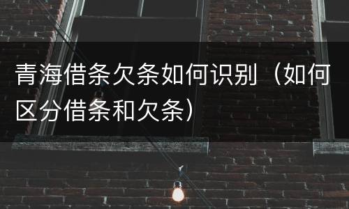 青海借条欠条如何识别（如何区分借条和欠条）