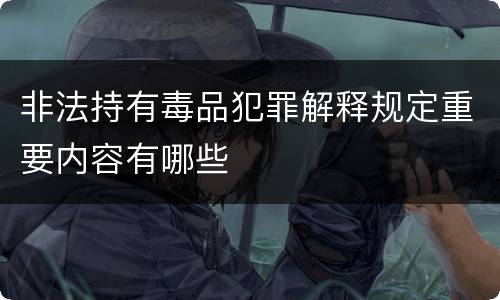 非法持有毒品犯罪解释规定重要内容有哪些