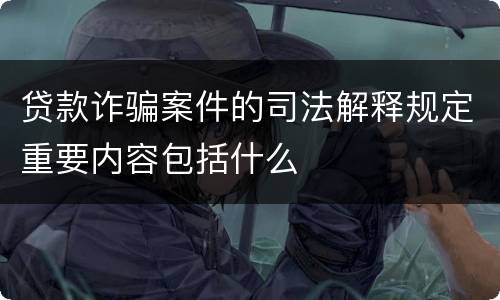贷款诈骗案件的司法解释规定重要内容包括什么